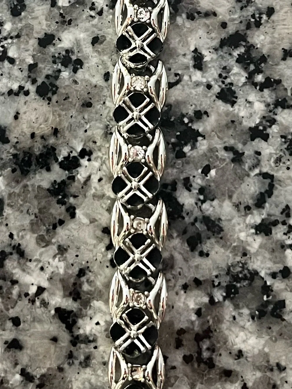 Van Cleef & Arpels Silver Bracelet with Black Enamel Accents